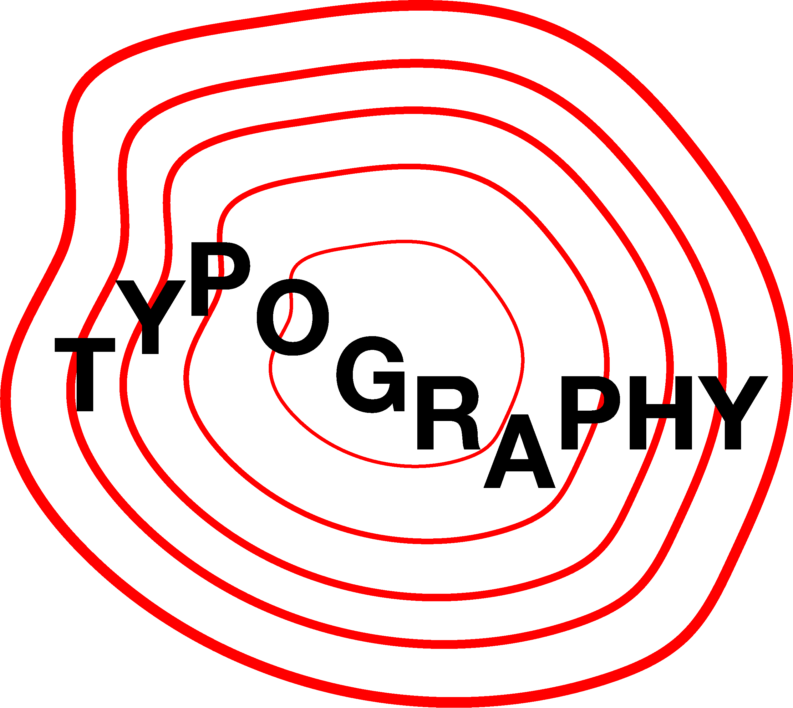 Graphical treatment of the word typography where the shape of the word mimics how it is spoken